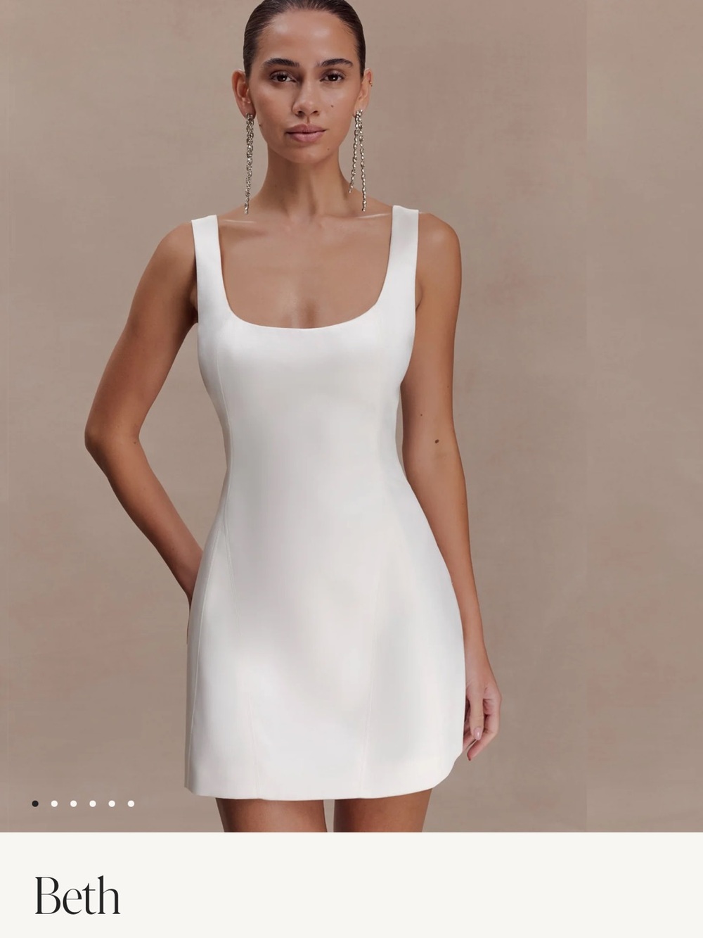 Meshki White Scoop-Neck Mini Dress